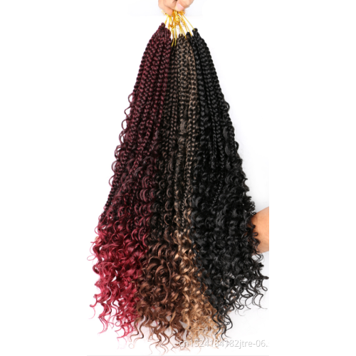 27 613 one color jumbo river box braids image, 3x straight wavy synthetic hair crochet box braids hair with curly end